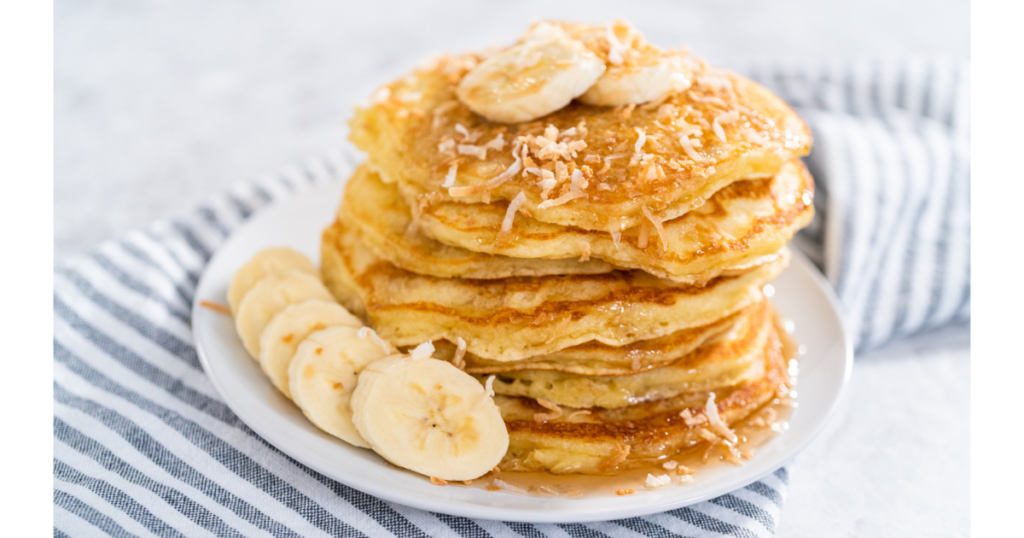 Banana Coconut pancakes served at a bed and breakfast on Kauai