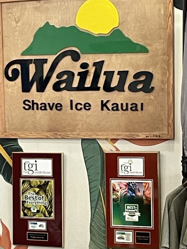 Wailua shave ice sign on Kauai