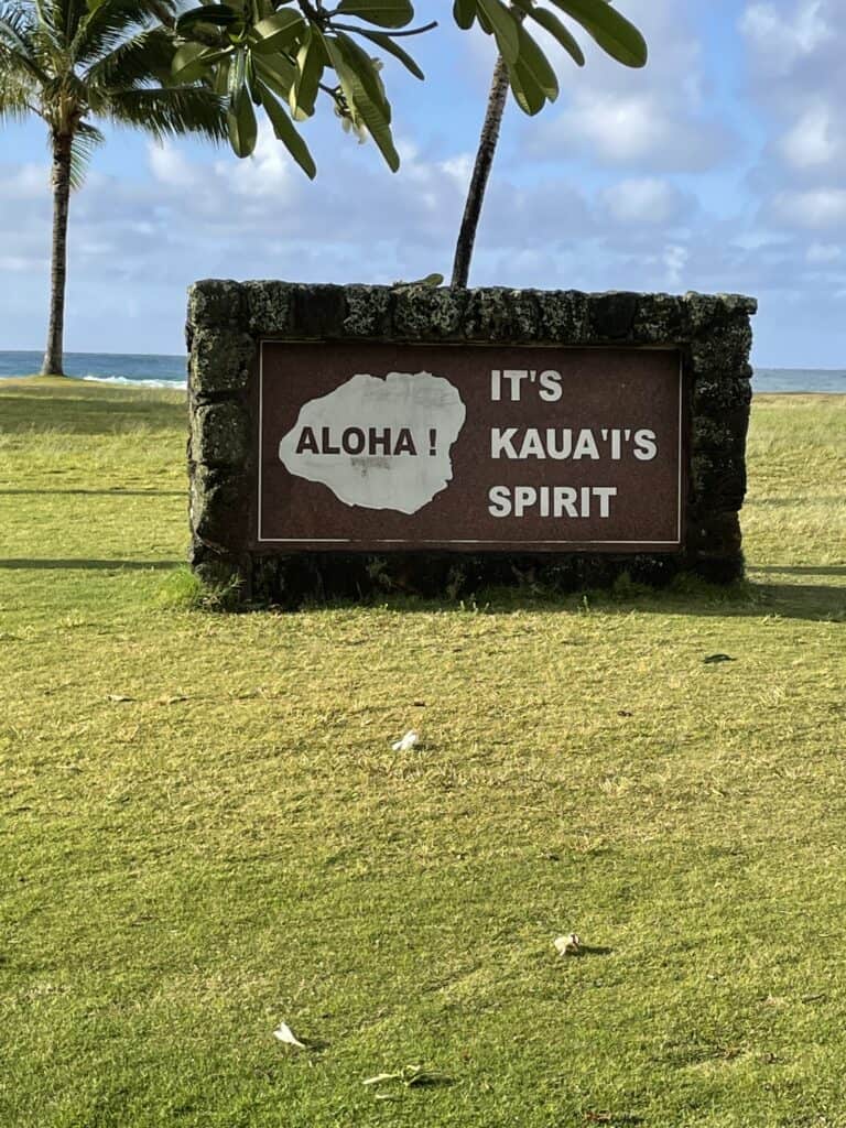 Aloha Kauai Spirit Landmark on Poipu Beach
