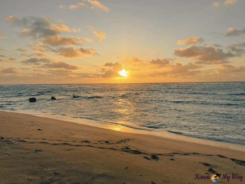 View of the ocean at Fuji beach, Kauai