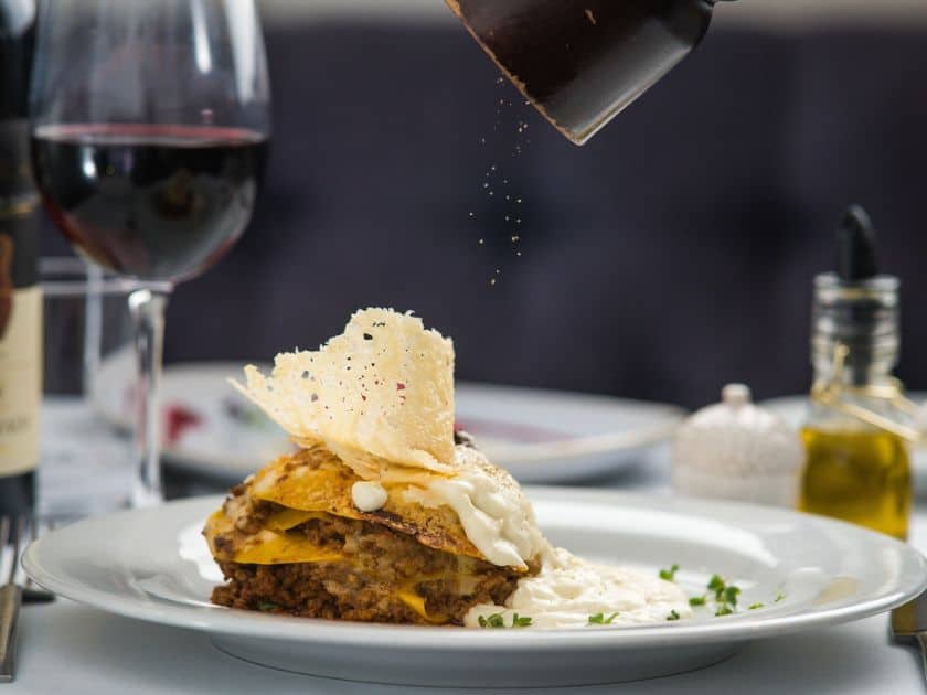 Italian food in a romantic restaurant
