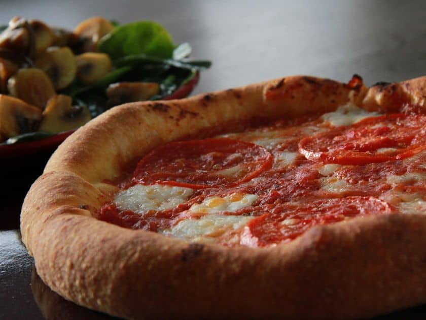 Margherita pizza at romantic restaurant in Kauai