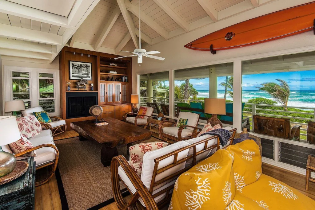 luxury vacation home interior on the North Shore of Kauai