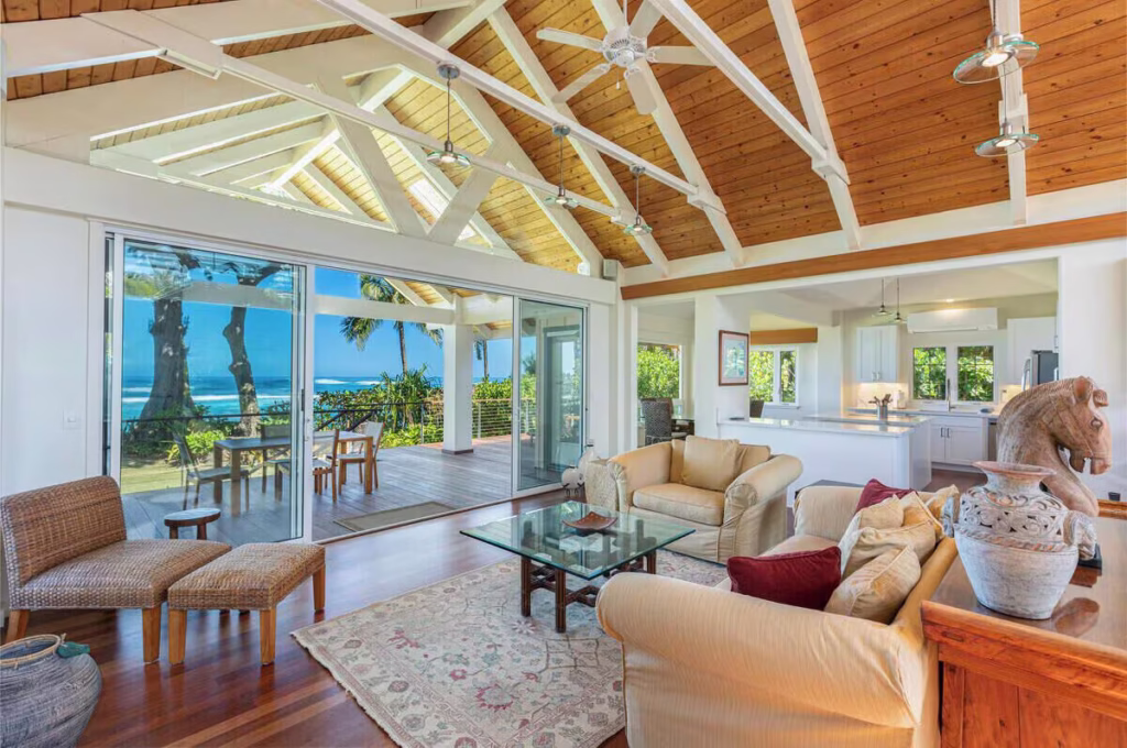 interior of luxury beachfront home in Haena Kauai