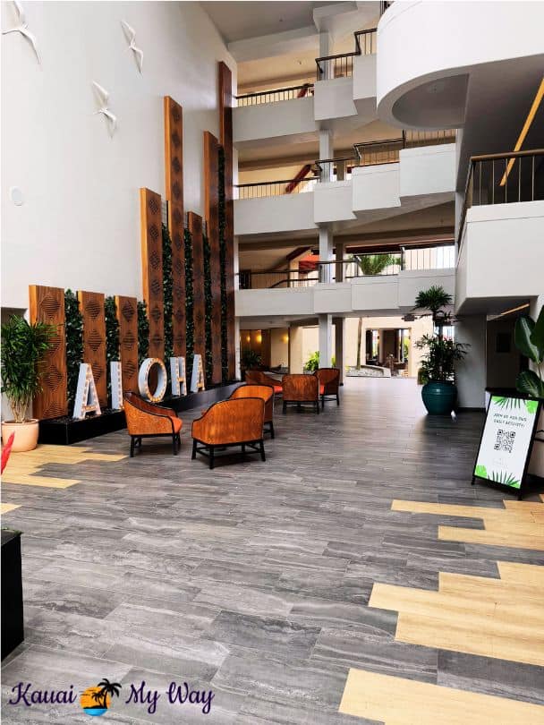 Lobby at the Sheraton Kauai Coconut Beach Resort in Kapa'a